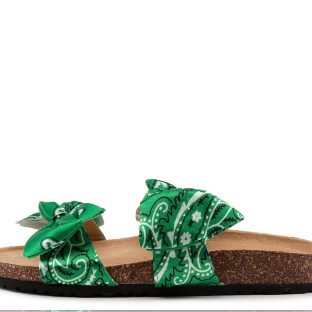 Green Bandana Bow Slides - Picture 4 of 4